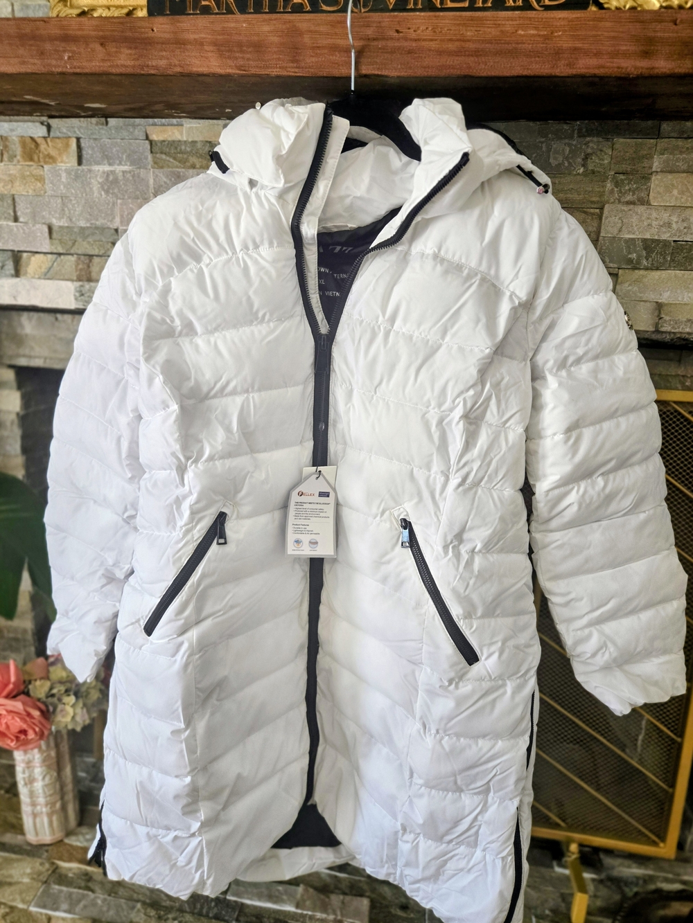 IKAZZ Winter Warm Packable Long Lightweight Hooded Puffer Coat - White (XL) NWT